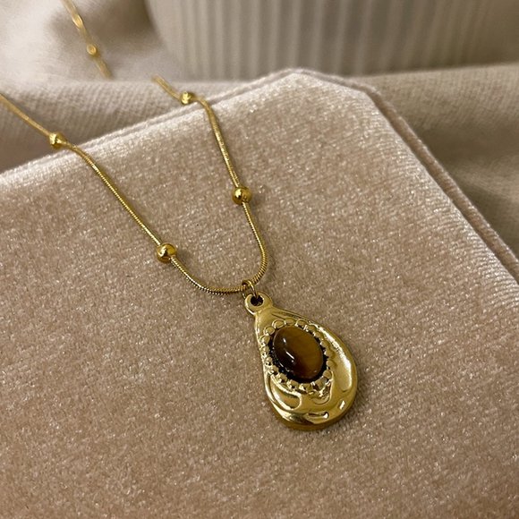 GOLICC Irregular Tiger Eye Stone Necklace - Picture 2 of 10